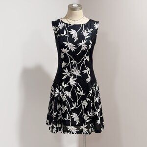 Wanko Women's Black & White Floral Print Sleeveless Tiered Dress EU 36 - USA 6